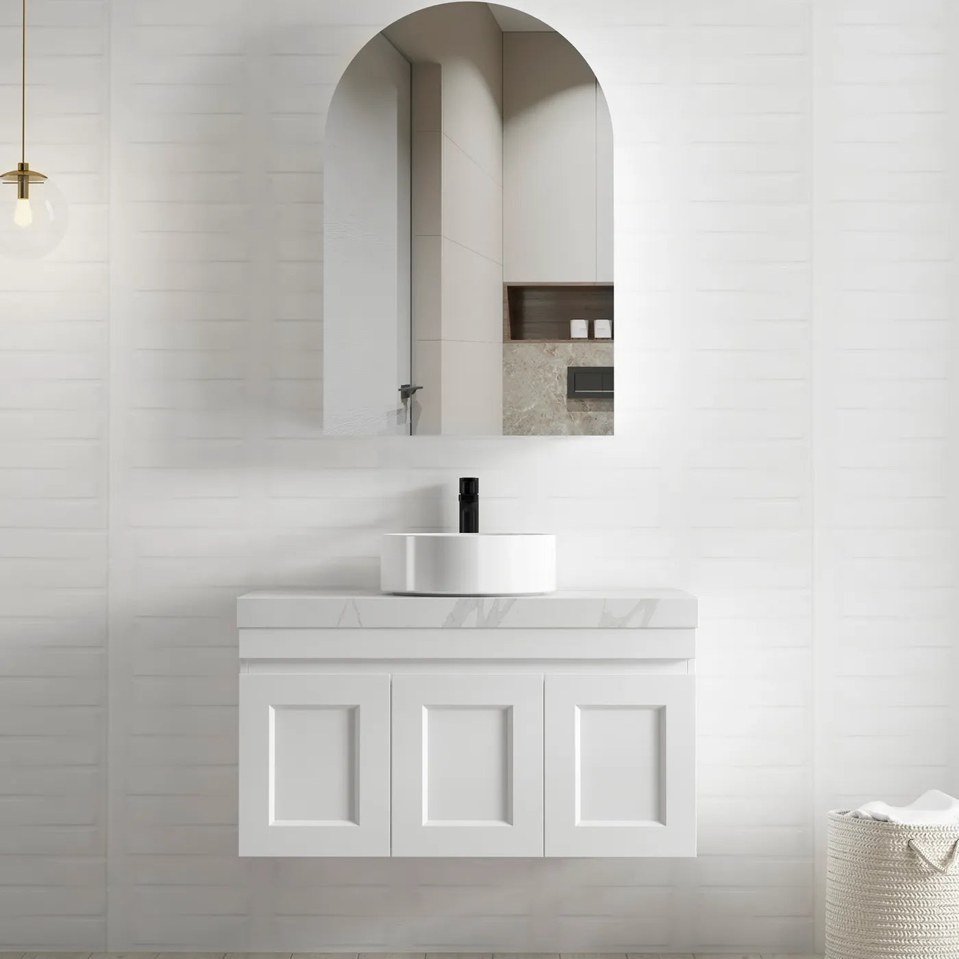 Archie White Shaving Cabinet - 900x600