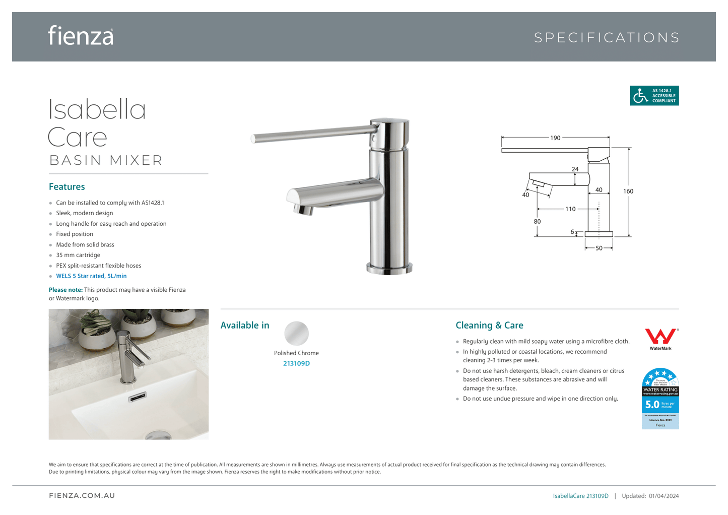 Isabella Care Basin Mixer