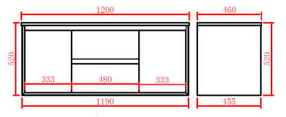 Petra Series - Colour PVC Wall Hung Vanity (SB) - 1200x460x520