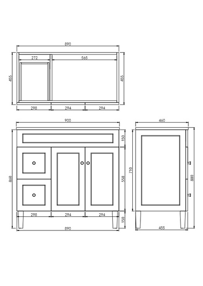 Harrington Matte White PVC Vanity 900x460