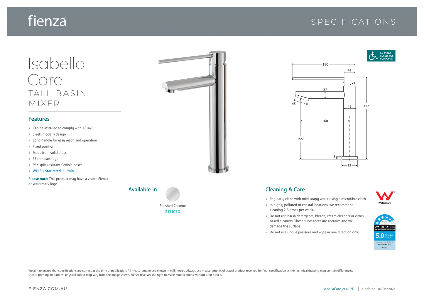 Isabella Care Basin Mixer