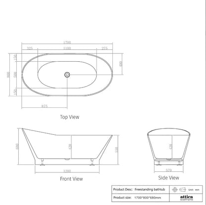 Attica London 1700 Gloss White Bath