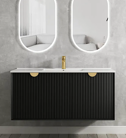 Marlo Matte Black Wave Board Vanity - 1200x460