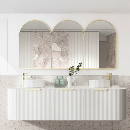 Bondi Matte White Fluted Curve Vanity - 1800x450