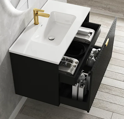 Marlo Matte Black Wave Board Vanity - 600x460