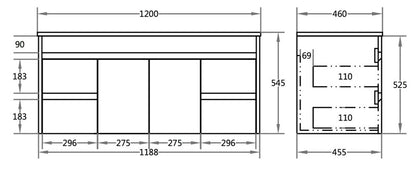 PVC Wall Hung Vanity - 1200mm