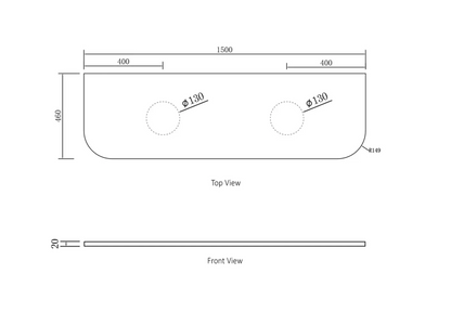 Bondi Matte White Fluted Curve Vanity - 1500x450