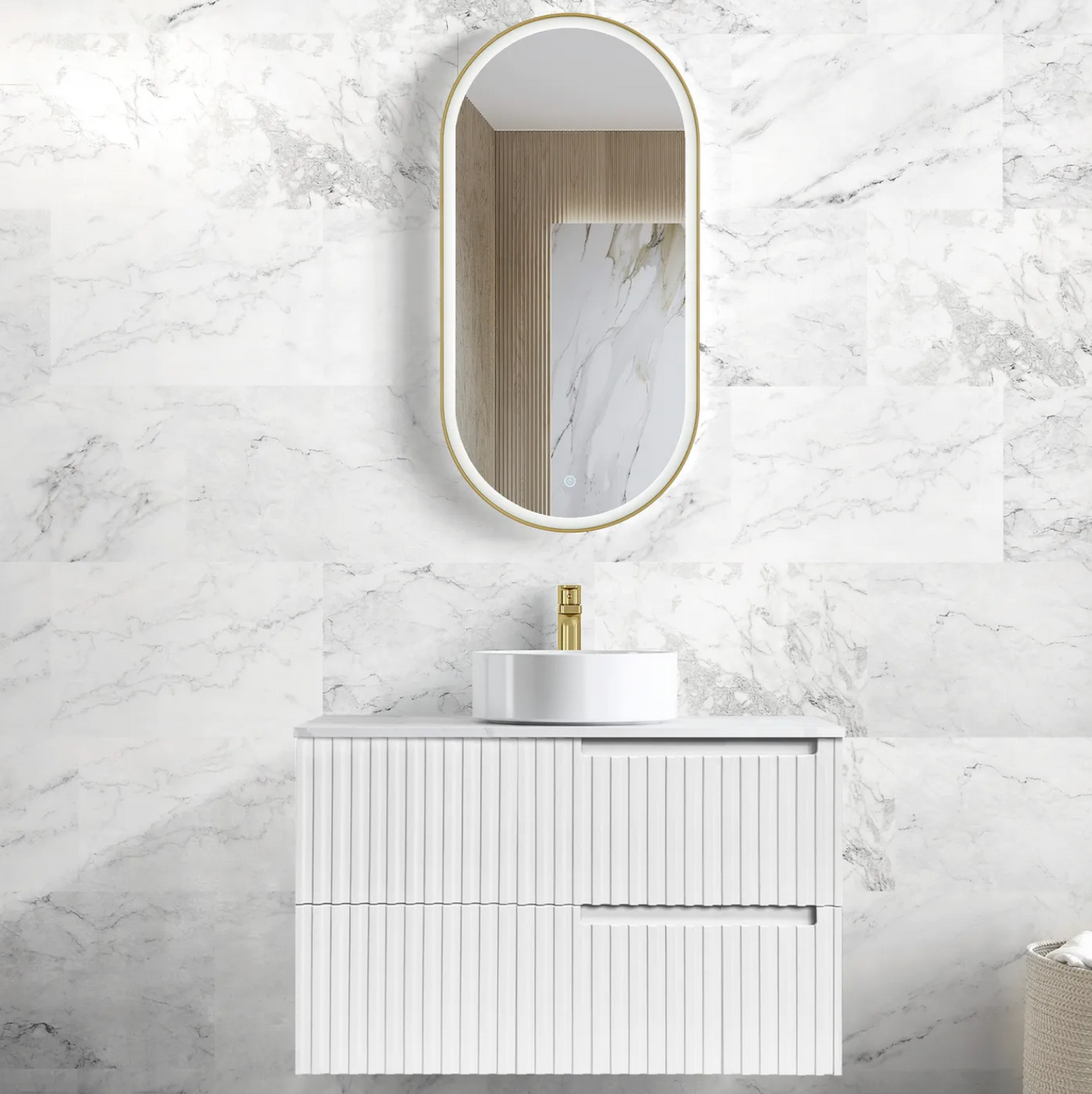 Noosa Matte White Wave Board Vanity - 900x550