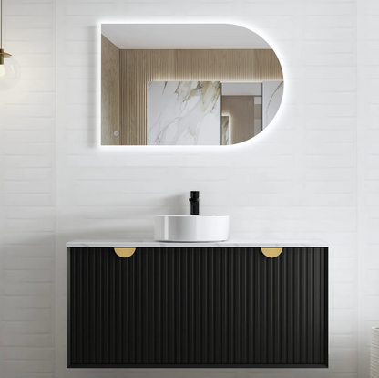 Marlo Matte Black Wave Board Vanity - 1200x460