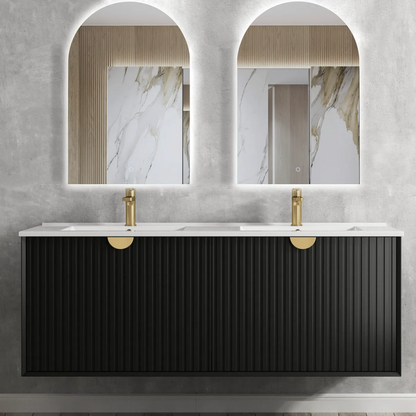 Marlo Matte Black Wave Board Vanity - 1500x460