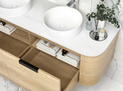 Bondi Natural Oak Curve Vanity - 1500x450