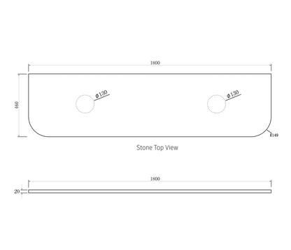 Bondi Matte White Fluted Curve Vanity - 1800x450